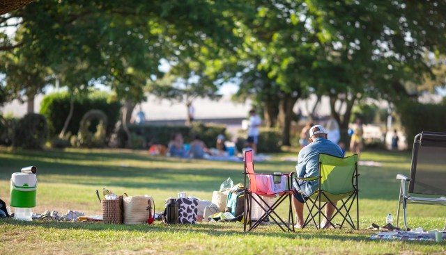 Man sitting by a picnic