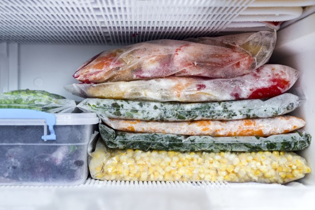 Food in a freezer