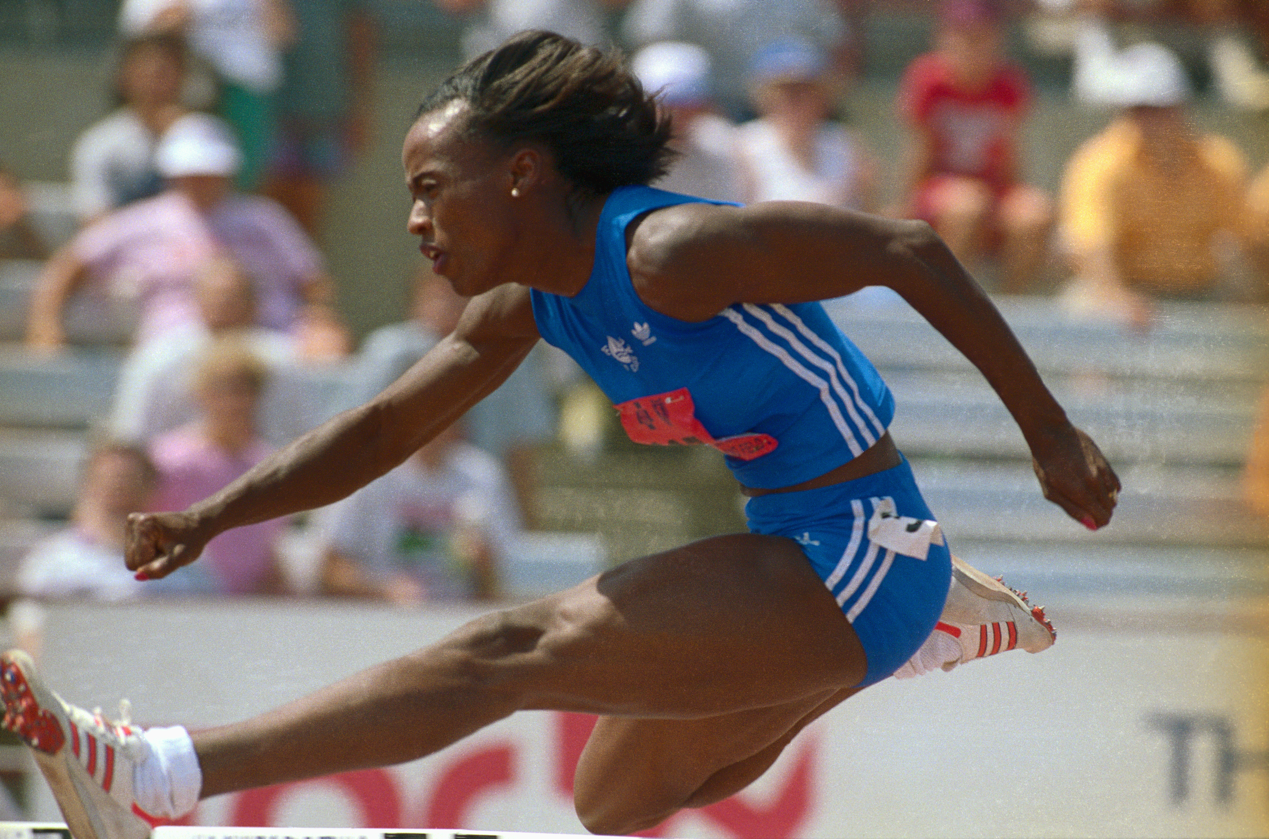 Jackie Joyner Jumping Hurdles During Heptathlon Olympic Trials
