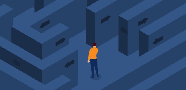 Man Contemplating Maze