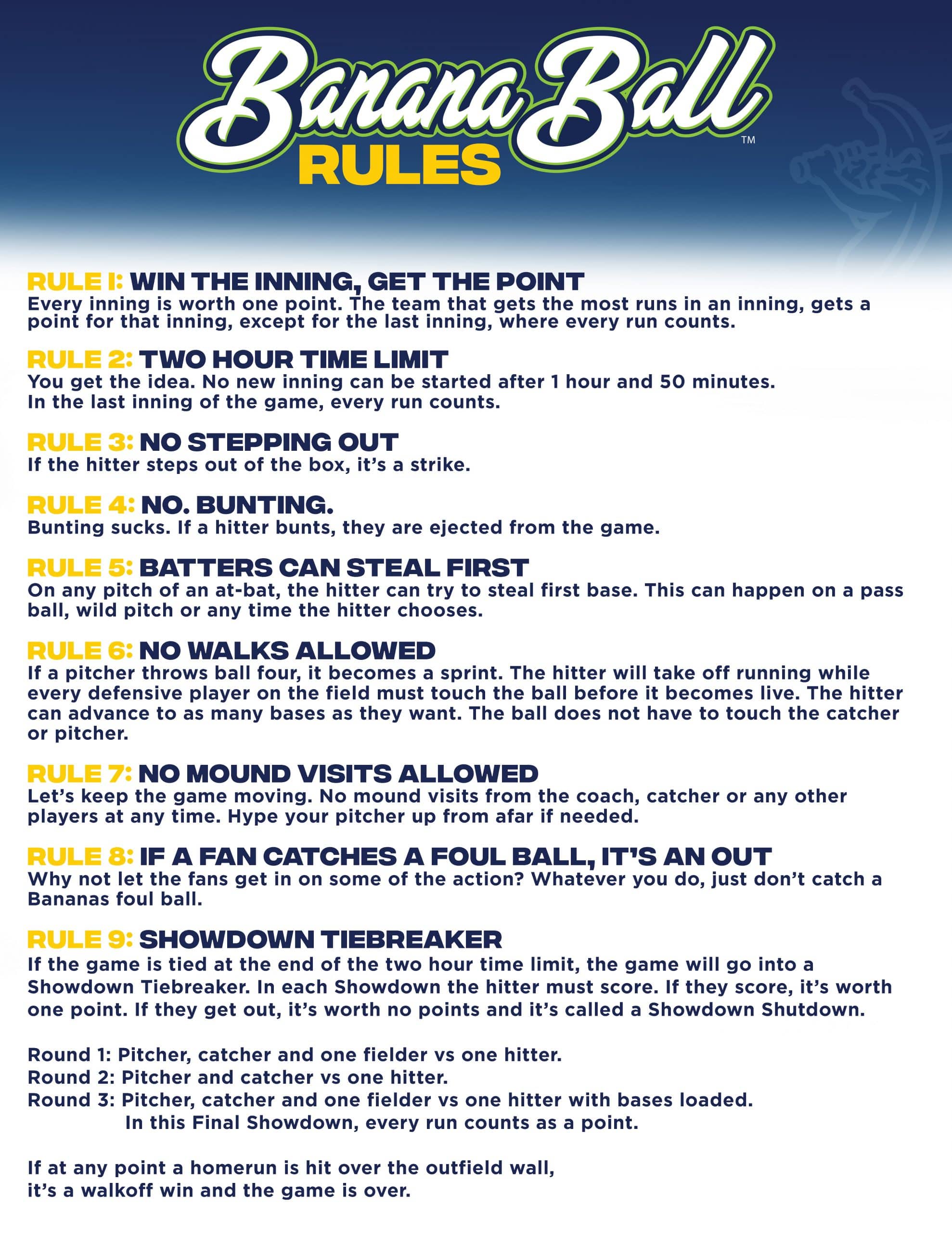 Savannah Bananas rules