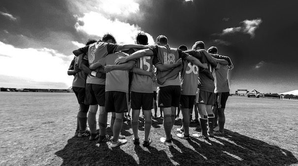 Soccer Team Huddle