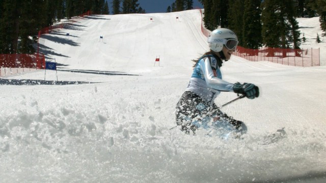 Skiing with Snow Flying