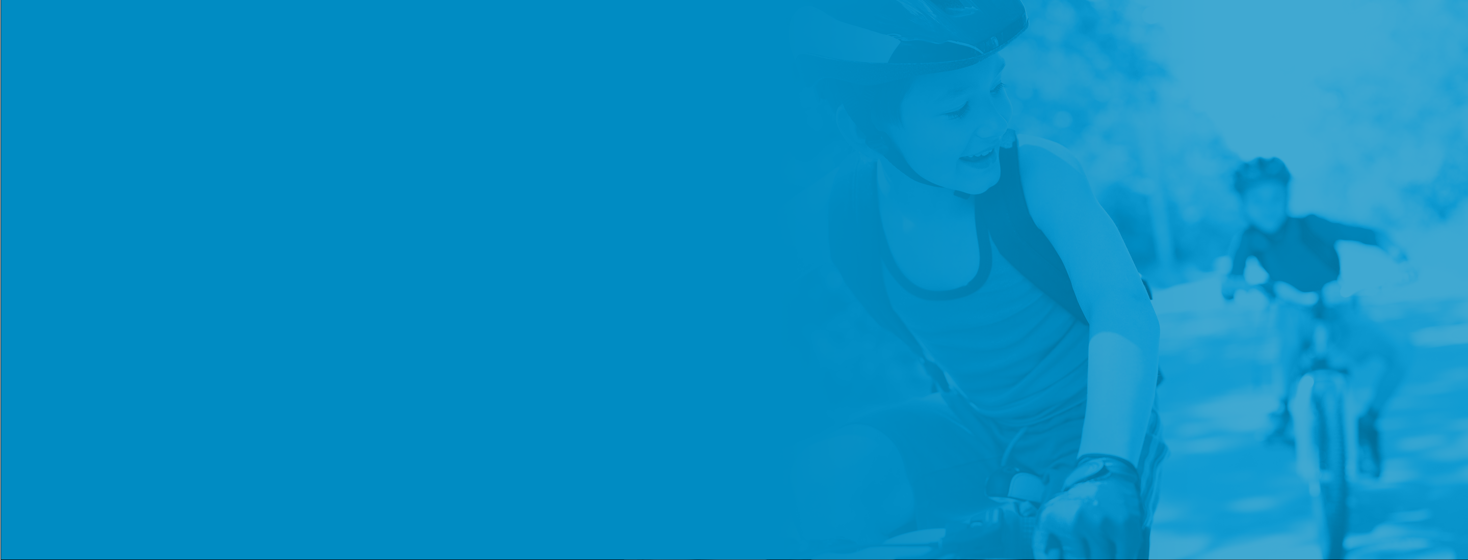 Kids cycling blue background