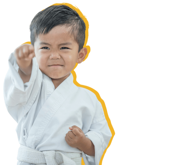 small boy doing karate
