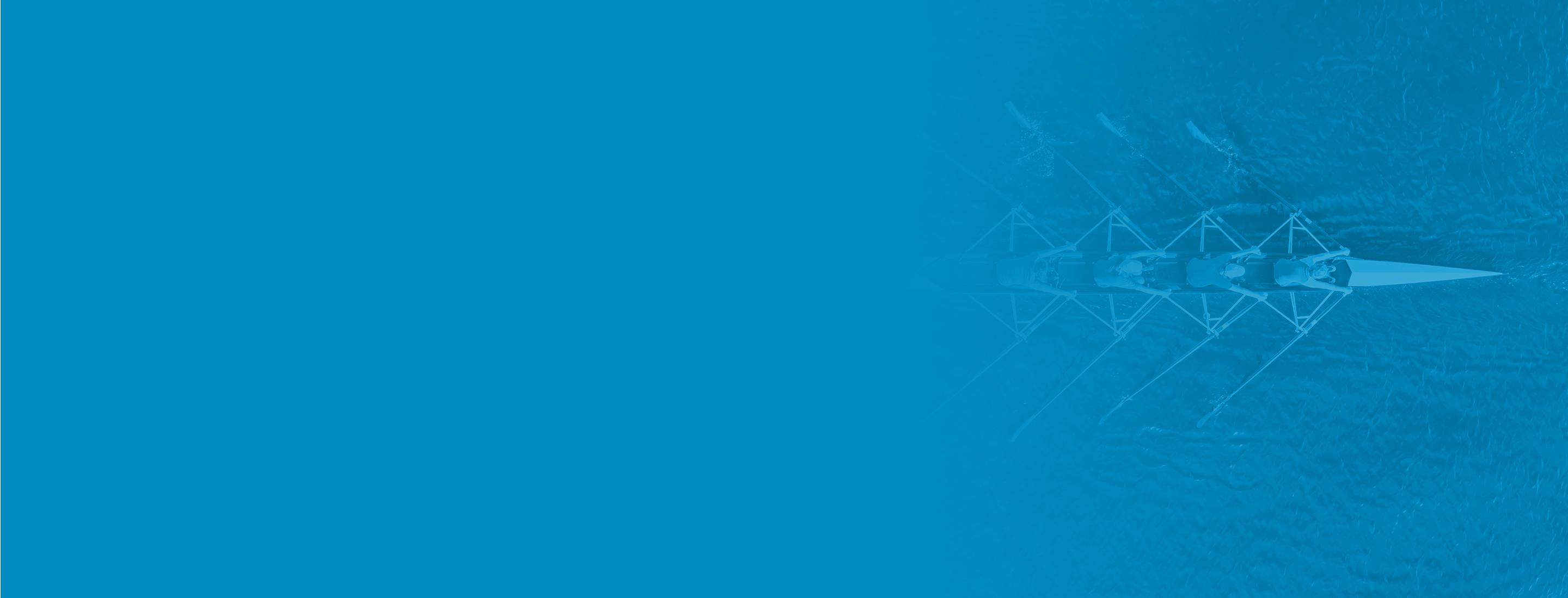 Blue background rowing boat