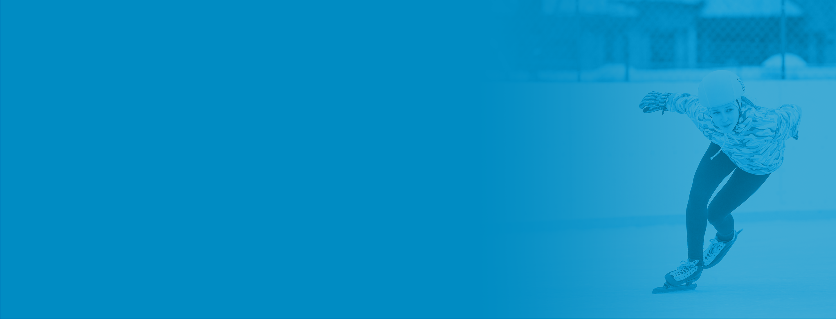 Blue background short track speed skater