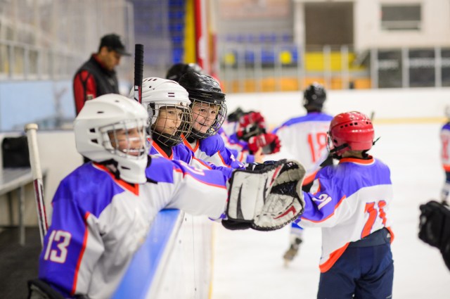 Sport for Kids. Young ice hockey players.