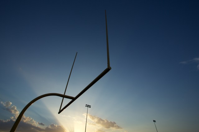 American Football Goal Posts or Uprights at Sunset