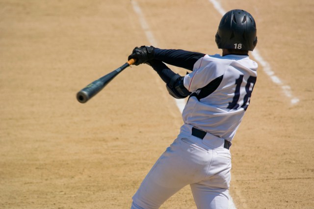 A Batter Swinging