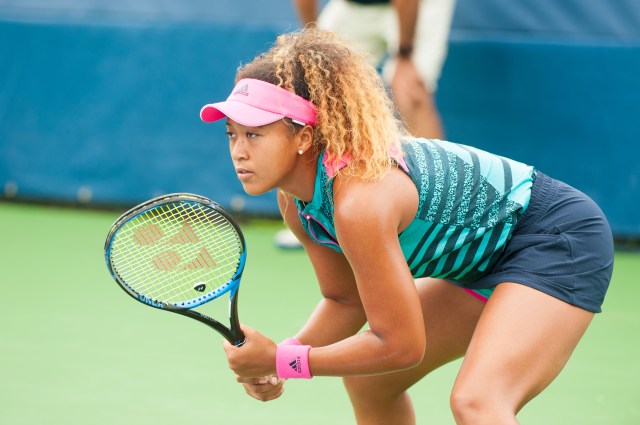 Naomi Osaka (JPN) defeats Bernarda Pera (USA) at the Citi Open tennis tournament