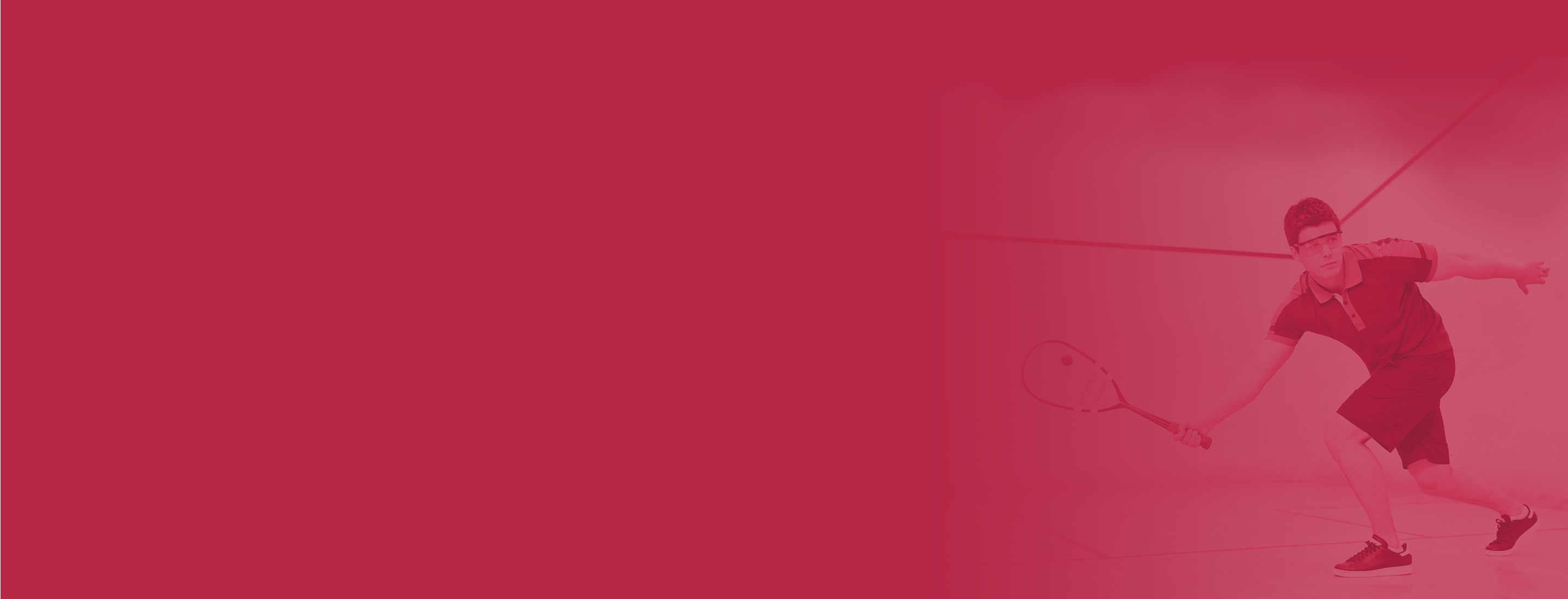 Red background squash player
