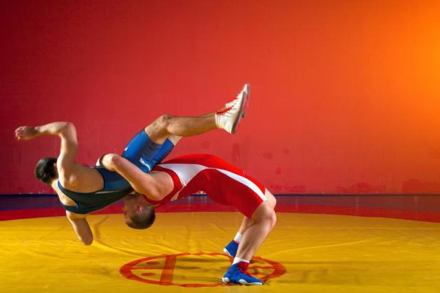 wrestling blue red