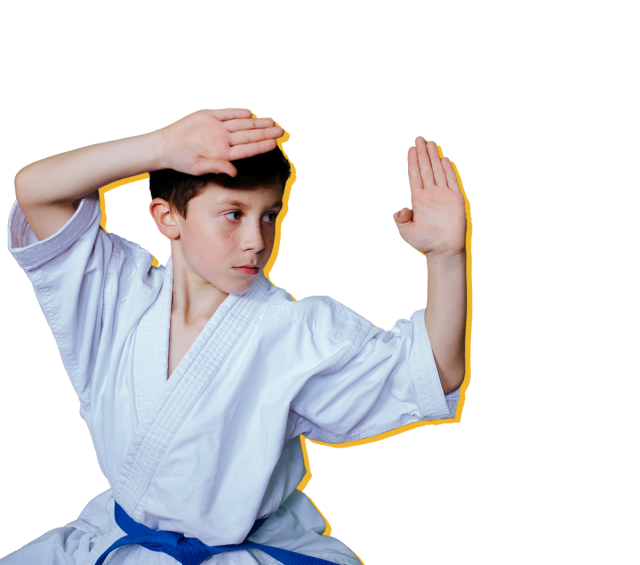 boy performing martial arts